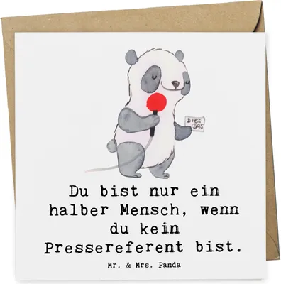 Produktbild von Mr. & Mrs. Panda Grußkarte Pressereferent Herz - Weiß - Geschenk, Presseagentur, Witzig, Glückwunschkarte, anlasskarte, doppelkarte, Studium, Klappkarte, Lustig, Spruch