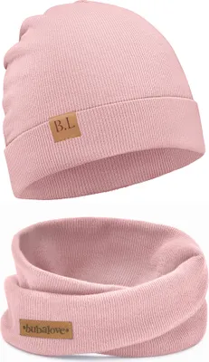 Produktbild von Bubalove | Kinder Beanie Mütze | Loop Schal | SET | Rosa | 52-56 cm | Frühling | Kindermützen für Jungen und Mädchen
