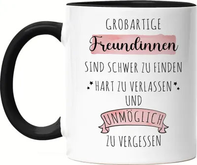 Produktbild von Großartige Freundinnen Sind Schwer Zu Finden Tasse Schwarz Dankeschön Geschenk Hart Zu Vergessen