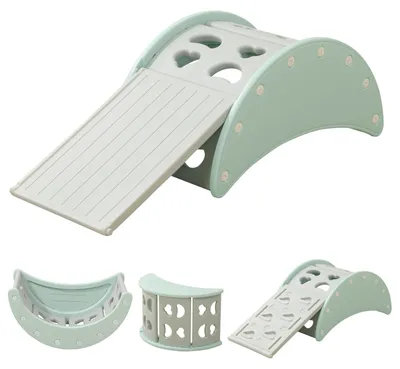 Imagen del producto de Estructura de escalada interior con tobogán, multifuncional 5 en 1, de color verde, para habitaciones infantiles