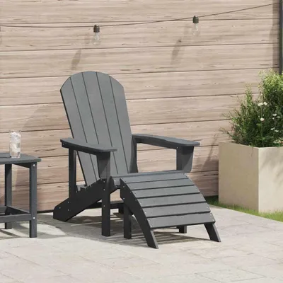 Zdjęcie produktu dla Szary krzesło Adirondack wykonane z tworzywa sztucznego, wymiary 74 x 82 x 92 cm, meble, meble ogrodowe, meble ogrodowe do siedzenia, krzesła ogrodowe, waga 21,48 kg