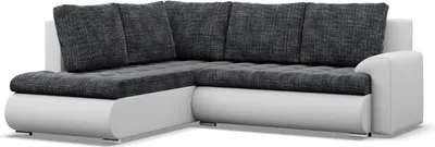 Produktbild von Links Ecksofa mit Schlaffunktion Foresta, Ottomane, Dunkelgrau + Weiß