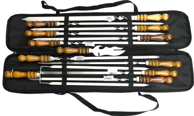 Produktbild von Set aus 11 Schaschlikspießen mit Tasche Schampura Grillspieße aus Edelstahl Fleischspieße BBQ Lagerfeuer Spieße