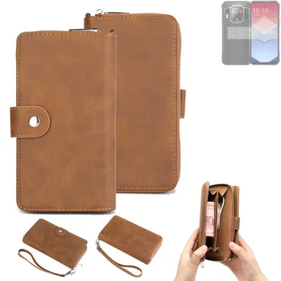 Produktbild von K-S-Trade Handyhülle Schutzhülle kompatibel mit Oukitel WP30 Pro & Portemonnee Tasche Handytasche Case Etui Geldbörse Wallet braun (1x)