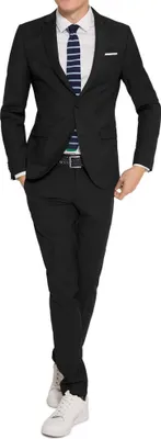 Produktbild von WhiteBros - Slim Fit - Herren Anzug in Schwarz oder Blau, Luigi A/Elio (142000), Farbe:Schwarz(99), Größe:28