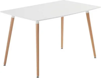 Productafbeelding van Witte eettafel van hout met metalen frame 120 x 70 x 72 cm