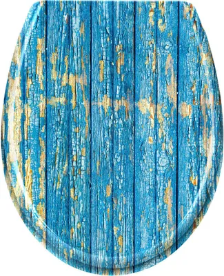 Produktbild von YUENFONG Toilettendeckel mit Absenkautomatik Toilettensitz WC-Sitz Klodeckel Klobrille aus Hartplastik Antibakteriell Klodeckel(Blaue Planken)