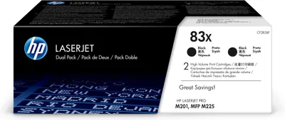 Produktbild von HP 83X 2er-Pack Schwarz Original LaserJet Tonerkartuschen mit hoher Reichweite, 2200 Seiten, Schwarz, 2 Stück(e)