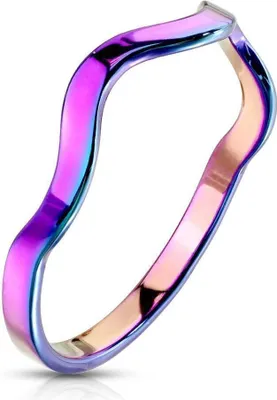 Produktbild von Ring Wellendesign Edelstahl Damen regenbogen 57 (18.1)