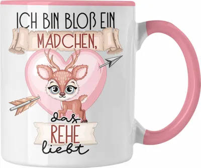 Produktbild von Trendation - Rehe Tasse Geschenk Frauen Ich Bin Bloß Ein Mädchen Das Rehe Liebt Rehliebhaberin Geschenk Spruch Geburtstag (Rosa)
