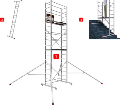 Produktbild von ALTEC AluCombine 4.0 - 600 | Leiterngerüst | Traverse | 4x Laufrollen | Dreieckausleger | 6m