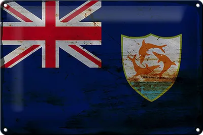 Produktbild von Blechschild Flagge Anguillas 30x20cm Flag of Anguilla Rost