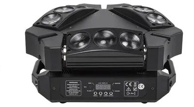 Image de Projecteur LED Spider mobile - Éclairage de scène - 9 x 10W RGBW 4-en-1 - DMX512 - 90 W - Pour DJ, discothèques et clubs - Prise européenne