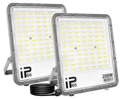 2x 200W LED-Außenstrahler 20000lm, 6000K kaltweiß, IP66, mit Stecker