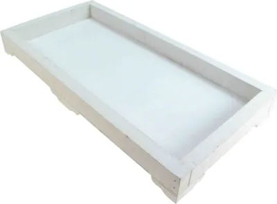 Produktbild von Holztablett 44x 22cm Deko Holz Tablett Platte Unterlage shabby vintage look, Farbe:weiß shabby