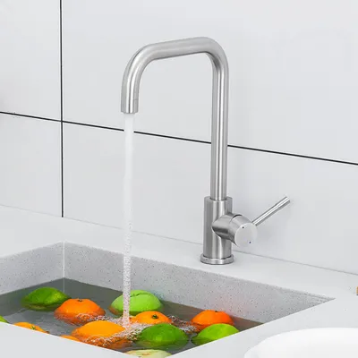 Produktbild von Küchenarmatur Silber 7-Form, Wassersparend Wasserhahn Küche 360° Drehbar, Spültischarmatur Edelstahl 304, Einhandmischer, Hoher Auslauf, Cecipa MAX
