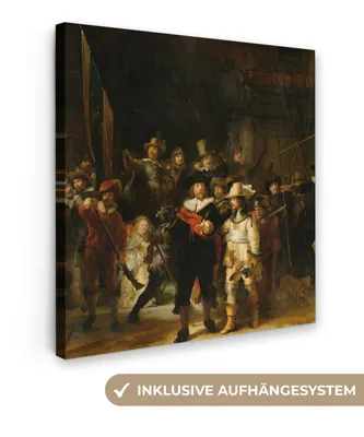 Obrázek produktu pro OneMillionCanvasses® - Obraz na plátně - Noční hlídka - Obraz od Rembrandt van Rijn, nástěnná malba, nástěnné dekorace obrazy obývací pokoj, 90x90cm