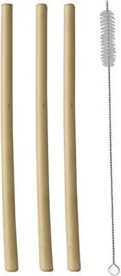 Produktbild von Papstar Bambus Strohhalme "pure", 23 cm, inkl. Reinigungsbürste 10 x 12 Stück