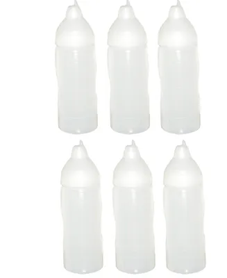 Produktbild von 6 transparente Quetschflaschen 350 ml tropffrei Ketchupflaschen Senfflasche Mayonaiseflasche