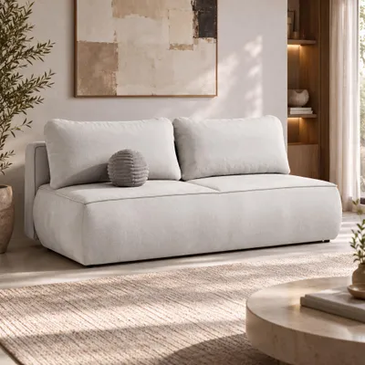 Produktbild von Beautysofa Schlafsofa DARLING 2-Sitzer 210 cm Creme, DL-System, Bettkasten, Bonellfederung, Liegefläche 145x200 cm