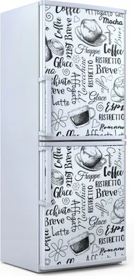 Produktbild von Kühlschrankdekoration  60x180 cm  Aufkleber auf dem Kühlschrank - Bildunterschrift Kaffeemotiv