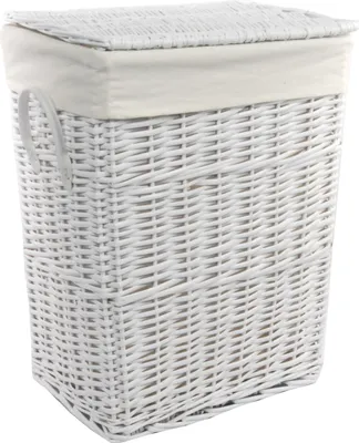 Produktbild von Wäschekorb Wäschetonnen Wäschetruhe Weide weiß rechteckig Bezug Deckel BxTxH 48x36x62cm