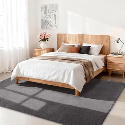 Productafbeelding van Solidchoice - Laagpolig Woonkamertapijt, Donkergrijs, 140 x 200 cm