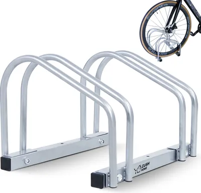 Zdjęcie produktu dla CCLIFE Stojak rowerowy podłogowy na 2 rowery o szerokości opon do 65 mm Żelazny stojak rowerowy 40 x 32 x 26 cm