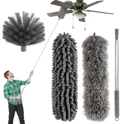 Teleskop-Staubwedel-Set, 2,5 m, 3 Bürstenköpfe, waschbar