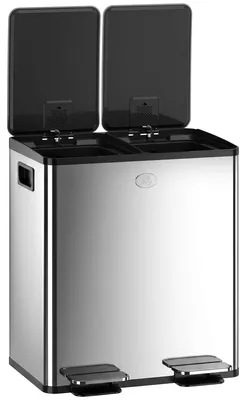 Produktbild von HOMCOM Mülleimer 2 x 20L Mülltrennsystem Edelstahl mit Softclose Deckel Silber