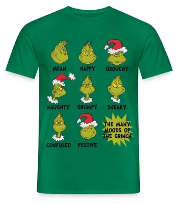 Produktbild von Spreadshirt Der Grinch Moods Of The Grinch Stimmungen Männer T-Shirt, 3XL, Kelly Green