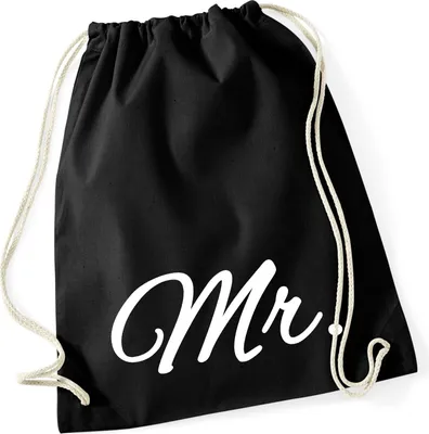 Produktbild von Huuraa Turnbeutel Mr. Schriftzug 12 Liter Black Baumwolle Rucksack Geschenkidee
