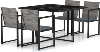 Image de Maison Exclusive - Ensemble de salon de jardin 5 pièces avec coussins, en rotin synthétique gris