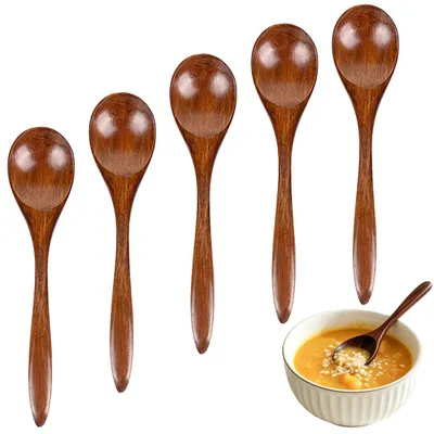 Holzlöffel 5er-Set, Naturholz, 14 cm, Rührlöffel