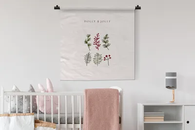Produktbild von MuchoWow® Wandteppich Wandbehang Winter - Pflanzen - Zitate 90x90 cm Tapisserie Dekoration Wandtuch - Wandaufhänger