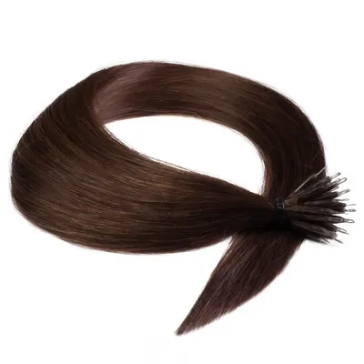 Image de hair2heart Premium Nanoring Human Hair Extensions straight - 25 strands 1g 60cm 4/77 medium brown intense brown