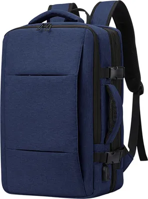 Produktbild von Erweiterbarer Handgepaeck-Rucksack mit USB-Ladeanschluss. Reise-Weekender-Rucksack fuer 15,6-Zoll-Laptops fuer Maenner und Frauen