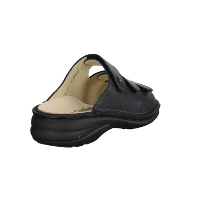 Produktbild von Finn Comfort Hellas Damenpantolette, Black, Leder, Bequem - Damenschuhe Pantolette /  Zehentrenner, Schwarz, leder (holly)