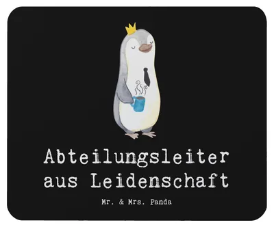 Produktbild von Mr. & Mrs. Panda Mousepad Abteilungsleiter Leidenschaft - Schwarz - Geschenk, Beruf, Mouse Pad, computermatte, Mauspad, Spruch, laptop, Führungskraft, Lustig, mousematte