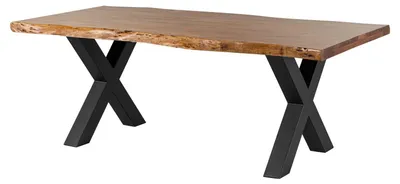 Produktbild von MASSIVMOEBEL24.DE Baumtisch Akazie 200x100x77 Akazie natur lackiert / X-Beine anthrazit matt FREEFORM 5