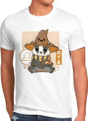 Produktbild von BaumwolleCloud Chibi Loyal Herren T-Shirt eule harry zauberstab besen zauberschule