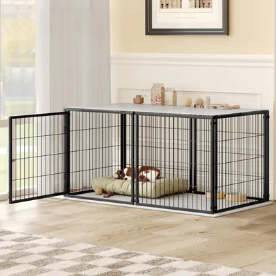 Obrázok produktu pre Modulárna psia búda 120x60x60, flexibilná klietka, bezpečnostný kryt, nastaviteľné dvere, oceľ