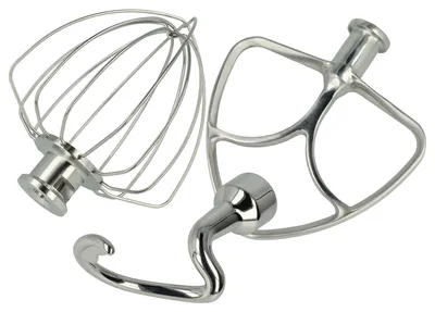 Produktbild von vhbw 3-tlg. Ersatzteil-Set kompatibel mit KitchenAid KSM160A, KSM154, KSM153, KSM155, KSM158 Küchenmaschine - Schneebesen, Flachrührer, Knethaken