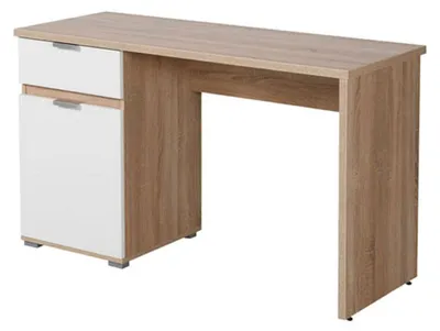 Produktbild von Dmora Schreibtisch Petriano 130x50x76 cm Dunkel Eiche Braun, eine Schublade, ein Regal