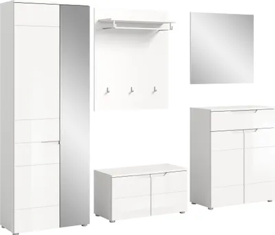 Produktbild von xonox.home Garderobenkombination Solero weiß Nachbildung B/H/T: 258x193x37cm