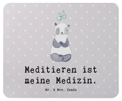 Produktbild von Mr. & Mrs. Panda Mauspad Panda Meditieren - Grau Pastell - Geschenk, computermatte, Mousepad, laptop, Mouse Pad, pc, Meditation, Meditationskurs