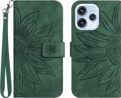 Produktbild von OPPO Reno15 Hülle - Coverup Sonnenblume Klapphülle mit Schlüsselband - Grün