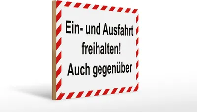 Produktbild von Holzschild  Hinweis Ein- Ausfahrt freihalten, 40 x 30 cm, Holzschilder Achtung Widerrechtlich