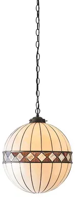 Obrázek produktu pro Závěsné svítidlo FARGO s diamanty, béžové, 1xE27x40W, sklo, rozměry: 150x40x40 cm, IP20, Tiffany