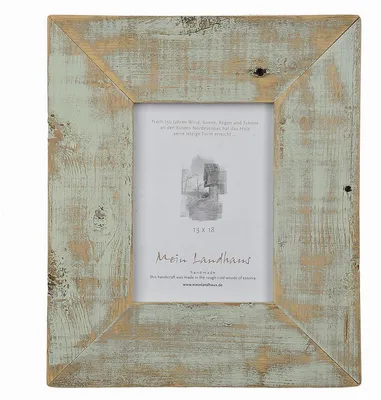 Immagine prodotto di Cornice stile country fatta a mano in legno vecchio riciclato mint turchese 40x50 cm fascia 7 cm